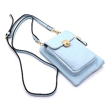 Fashion Twist Lock Crossbody Cell Phone Case Purse