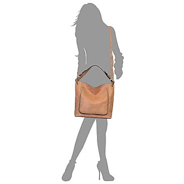 Fashion Whipstitch Chain 2-in-1 Shoulder Bag Hobo