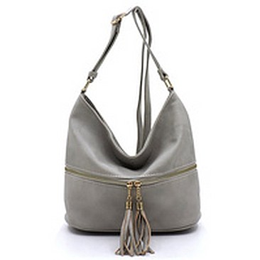 Fashion Tassel Zip Bucket Crossbody Bag