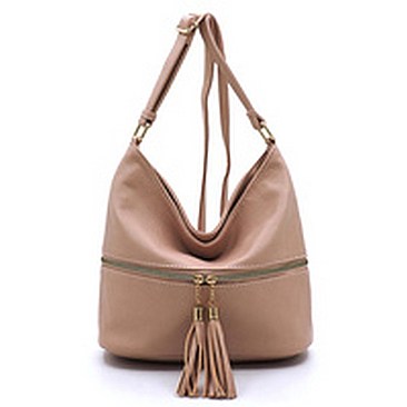 Fashion Tassel Zip Bucket Crossbody Bag