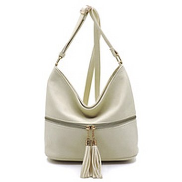 Fashion Tassel Zip Bucket Crossbody Bag