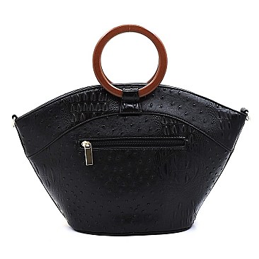 Ostrich Croc Multi Patchwork Satchel