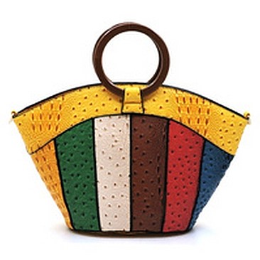 Ostrich Croc Multi Patchwork Satchel