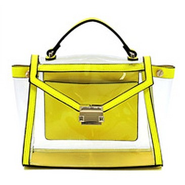 See Thru Neon Flap Satchel