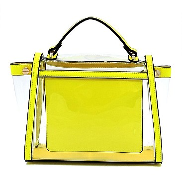 See Thru Neon Flap Satchel