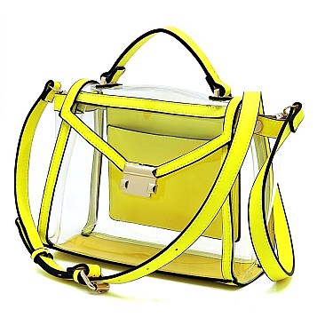 See Thru Neon Flap Satchel