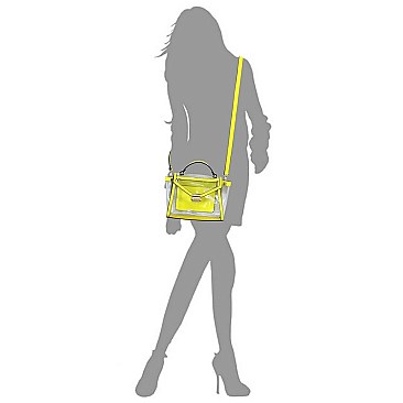 See Thru Neon Flap Satchel