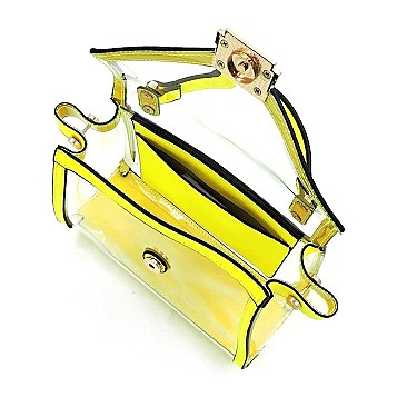 See Thru Neon Flap Satchel