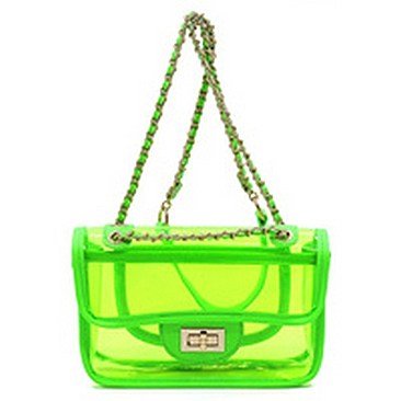 See Thru Twist Lock Neon 2-in-1 Satchel Crossbody Bag