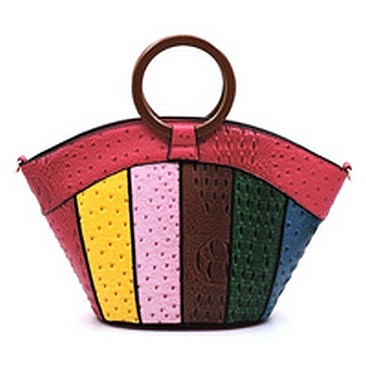 Ostrich Croc Multi Patchwork Satchel