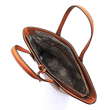 2-in-1 Ostrich Croc Bucket Satchel