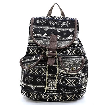 Abstract Printed Canvas Backpack