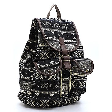 Abstract Printed Canvas Backpack