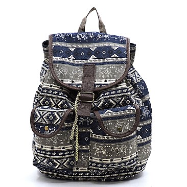 Abstract Printed Canvas Backpack