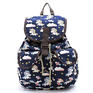 CUTE UNICORN CANVAS BACKPACK