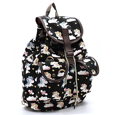 CUTE UNICORN CANVAS BACKPACK
