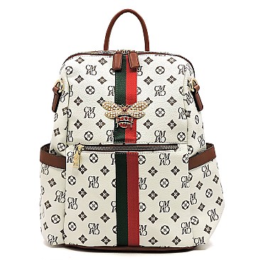 BEE STRIPE ACCENT Monogram  Fashion Backpack