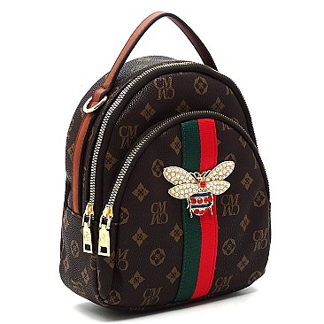 BEE ACCENT MONOGRAM Satchel / Backpack CONVERTIBLE