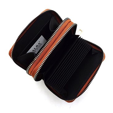 Trendy Double Zip MONOGRAM Print Accordion Card Holder Wallet