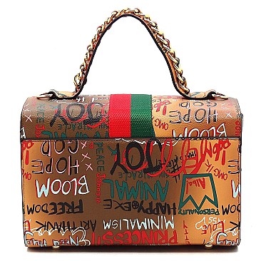 2-in-1 Trendy Multi Graffiti Queen Bee Boxy Satchel