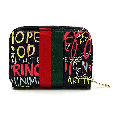 Cool Multi Graffiti Print Queen Bee Stripe Wallet