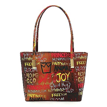 3-in-1 Multi Graffiti Print Tote Shopper Set