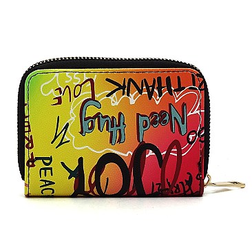 Stylish Multi Graffiti Print Accordion Card Holder Wallet