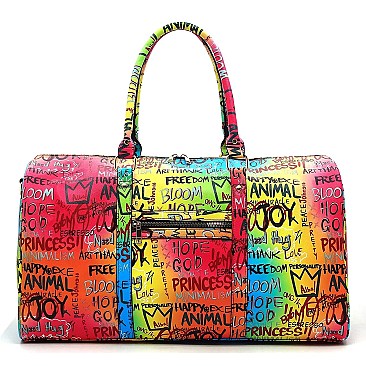 Trendy Multi Graffiti Print 19" Duffle Bag