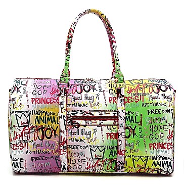 Trendy Multi Graffiti Print 19" Duffle Bag