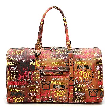 Trendy Multi Graffiti Print 19" Duffle Bag