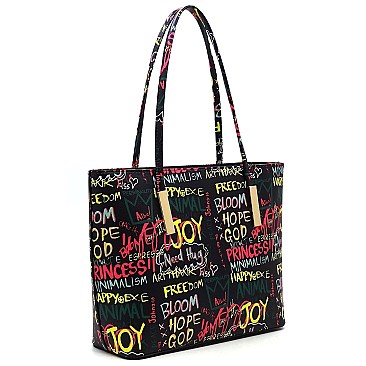 3-in-1 Multi Graffiti Print Tote Shopper Set