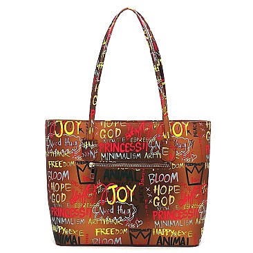 3-in-1 Multi Graffiti Print Tote Shopper Set