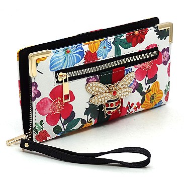 Fashionable  Bee Striped Clutch Wallet Wristlet