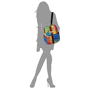 BEE STRIP ACCENT GRAFFITI  Fashion Backpack