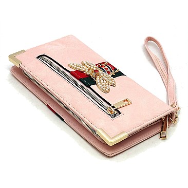 Fashionable  Bee Striped Clutch Wallet Wristlet