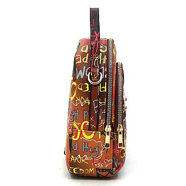 Convertible Graffiti Queen Bee Stripe Backpack Satchel