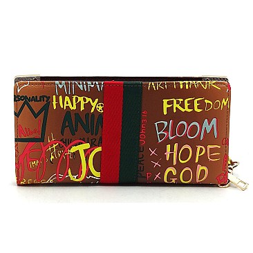 QUEENBEE GRAFFITI  STRIPE  WALLET WRISTLET