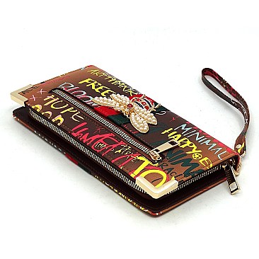 QUEENBEE GRAFFITI  STRIPE  WALLET WRISTLET