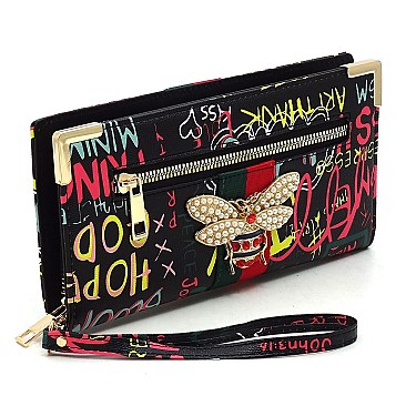 QUEENBEE GRAFFITI  STRIPE  WALLET WRISTLET