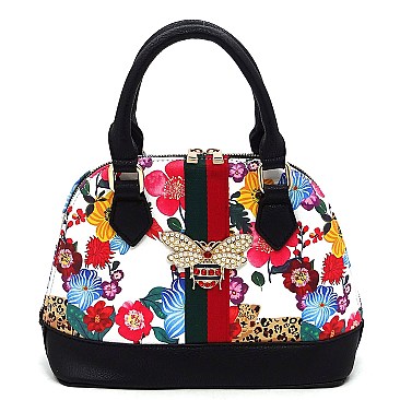 Fashionable Bee Stripe Dome Satchel