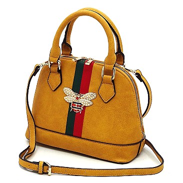 Fashionable Bee Stripe Dome Satchel