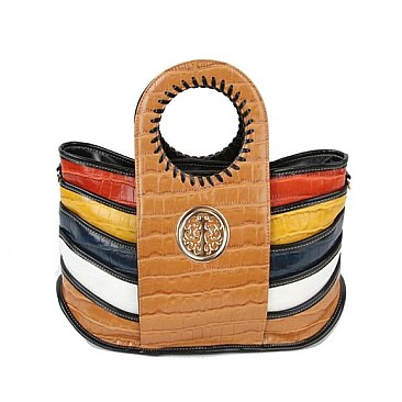 Multi Color Alligator Satchel Handbag