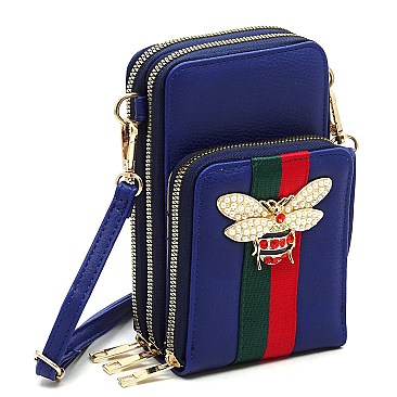 Trendy Queen Bee Stripe Crossbody Bag Cell Phone Purse