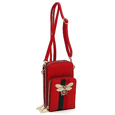 Trendy Queen Bee Stripe Crossbody Bag Cell Phone Purse