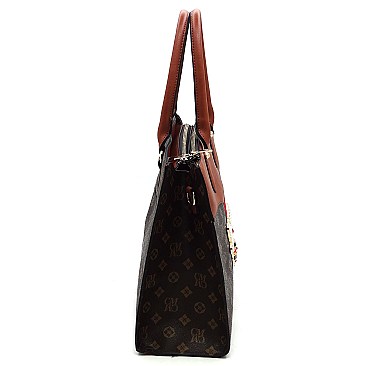 Stylish Queen Bee Stripe Monogram Satchel