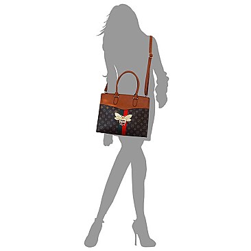 Stylish Queen Bee Stripe Monogram Satchel