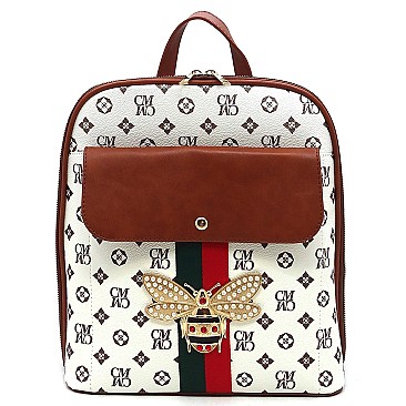 Trendy Queen Bee Stripe Monogram Backpack