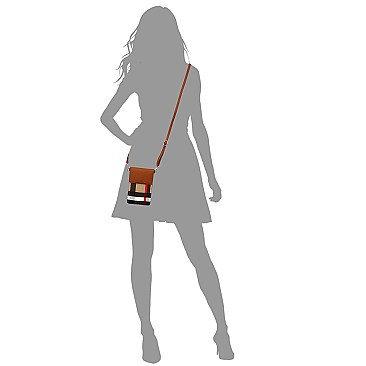 Stylish Tartan Plaid Check Cell Phone Purse Crossbody Bag
