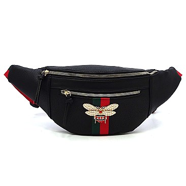 Trendy Queen Bee Stripe Fanny Pack Waist Bag