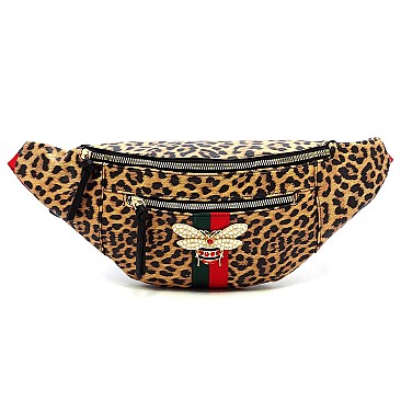 Trendy Queen Bee Stripe Fanny Pack Waist Bag